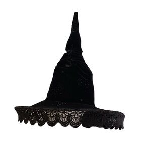 🎉 Spirit Halloween Witch Hat with Lace Trim & Bow